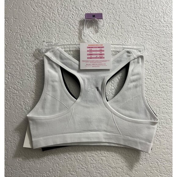 Micro Mesh Racerback Black White Sports Bra Size Medium - Picture 4 of 4
